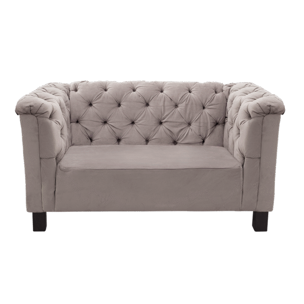 Sillón Loveseat Capitonado Gris Gamuza
