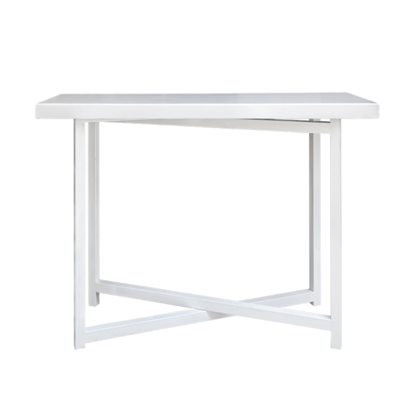 Periquera de Madera Blanca con Base de Acero Blanco