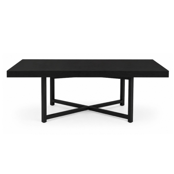 Mesa Rectangular Negra con Base de Acero (8-10 Pax)